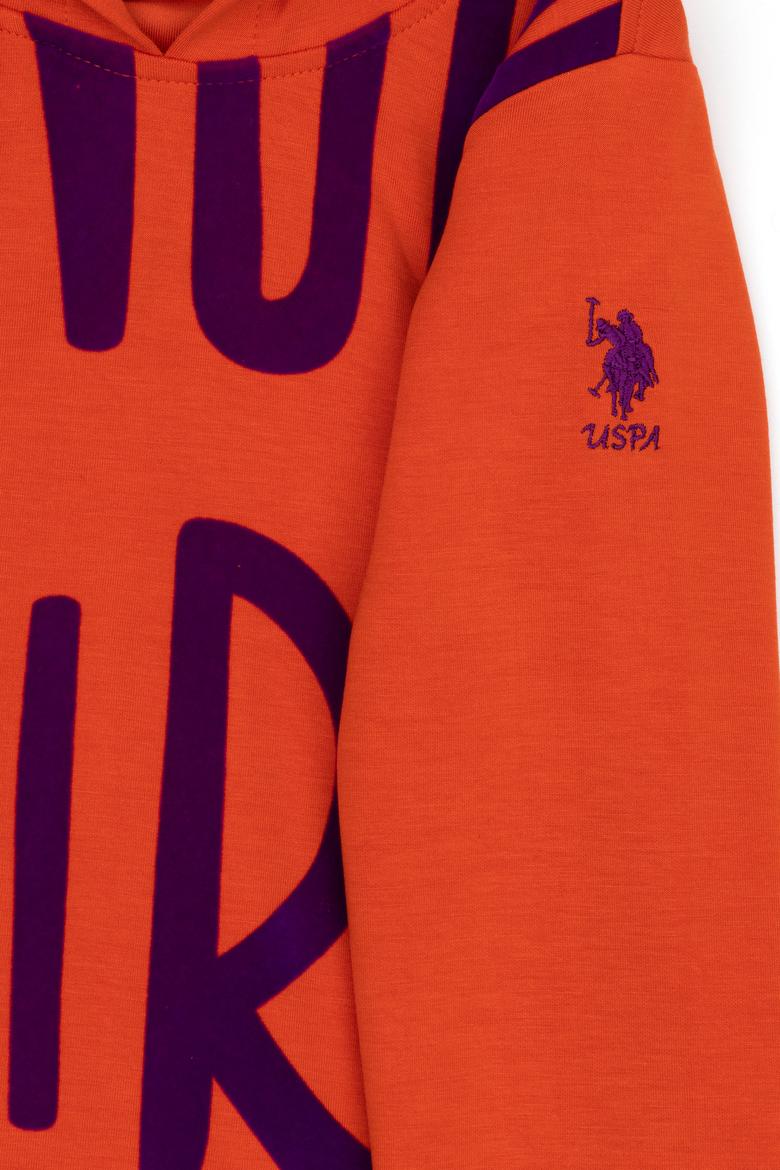 Kız Çocuk Turuncu Kapüşonlu Sweatshirt - 50272434033