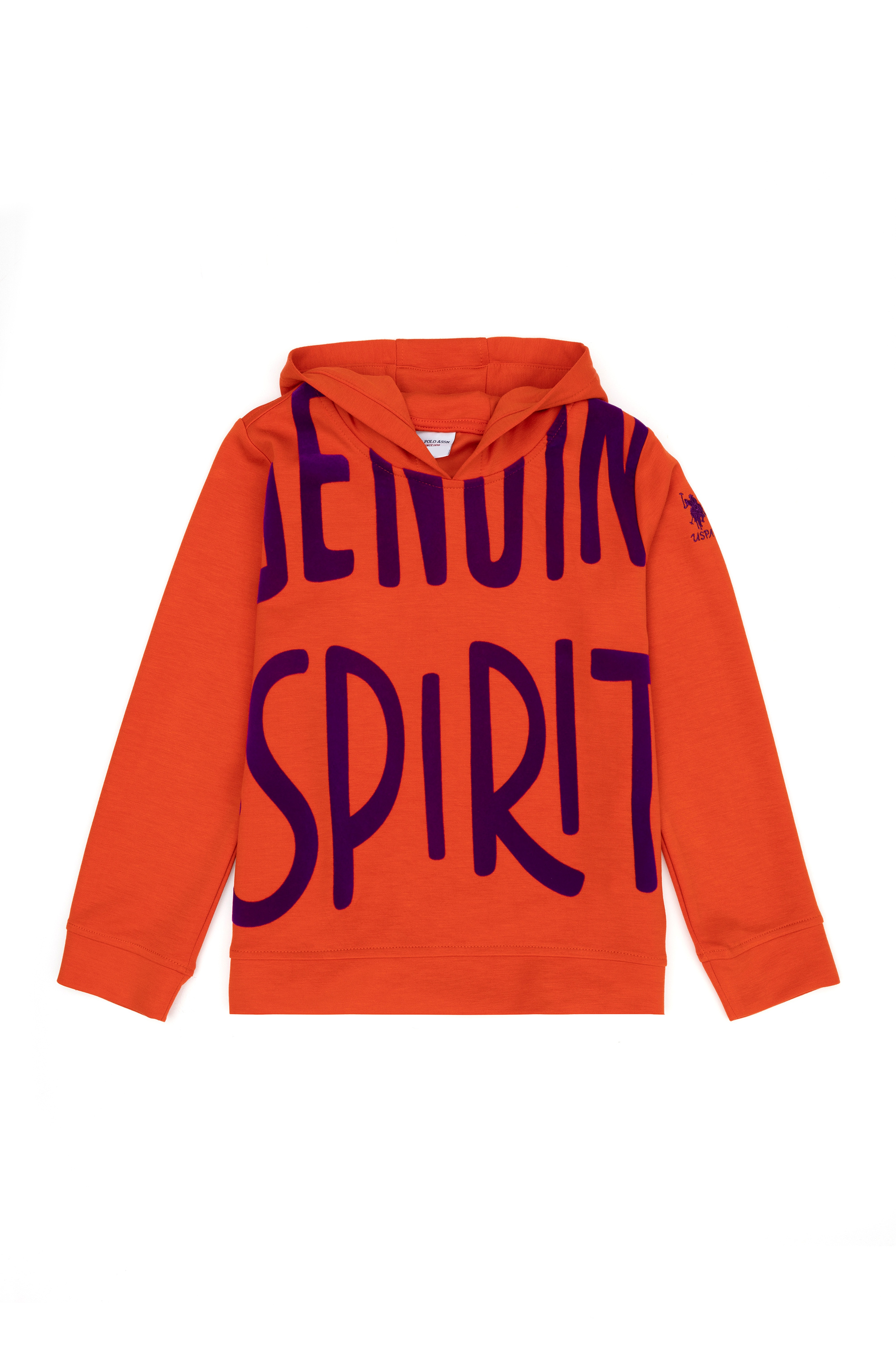 Kız Çocuk Turuncu Kapüşonlu Sweatshirt - Image 1
