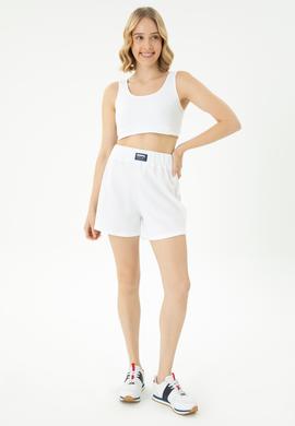 Kadın Beyaz Örme Şort - 50264208017