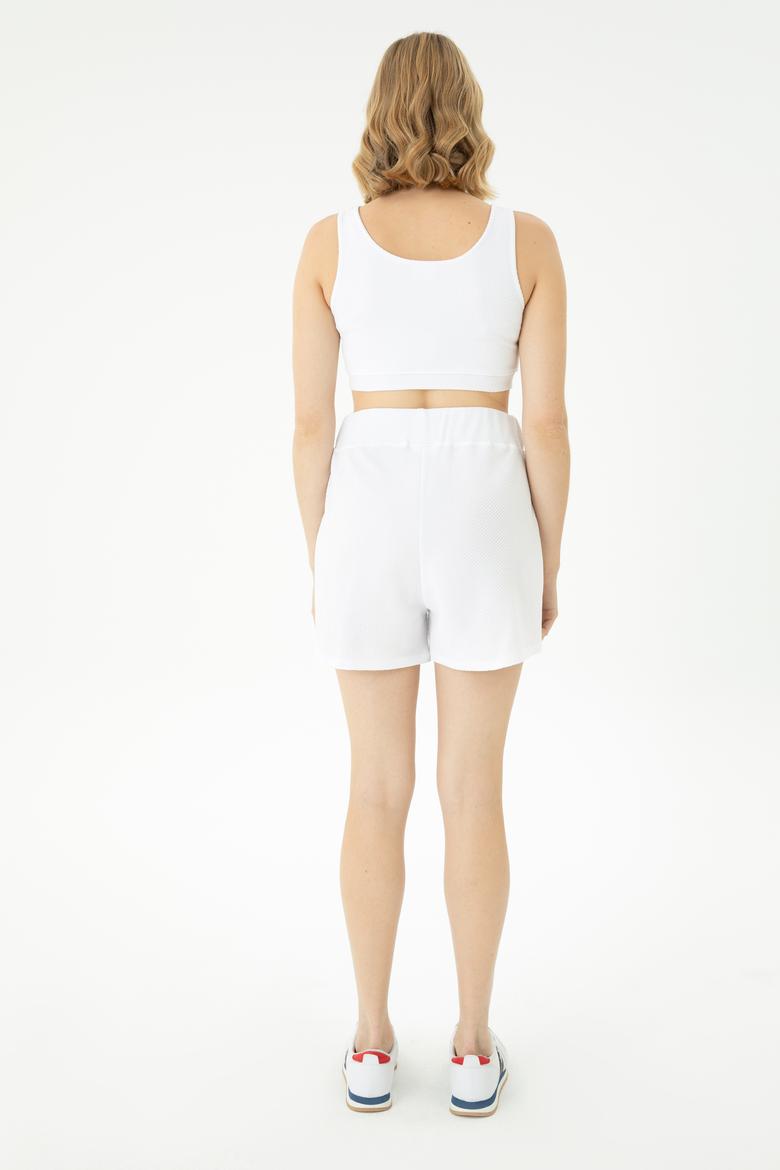 Kadın Beyaz Örme Şort - 50264208017