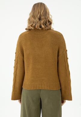 Kadın Açık Haki Balıkçı Yaka Kazak - 50270441005