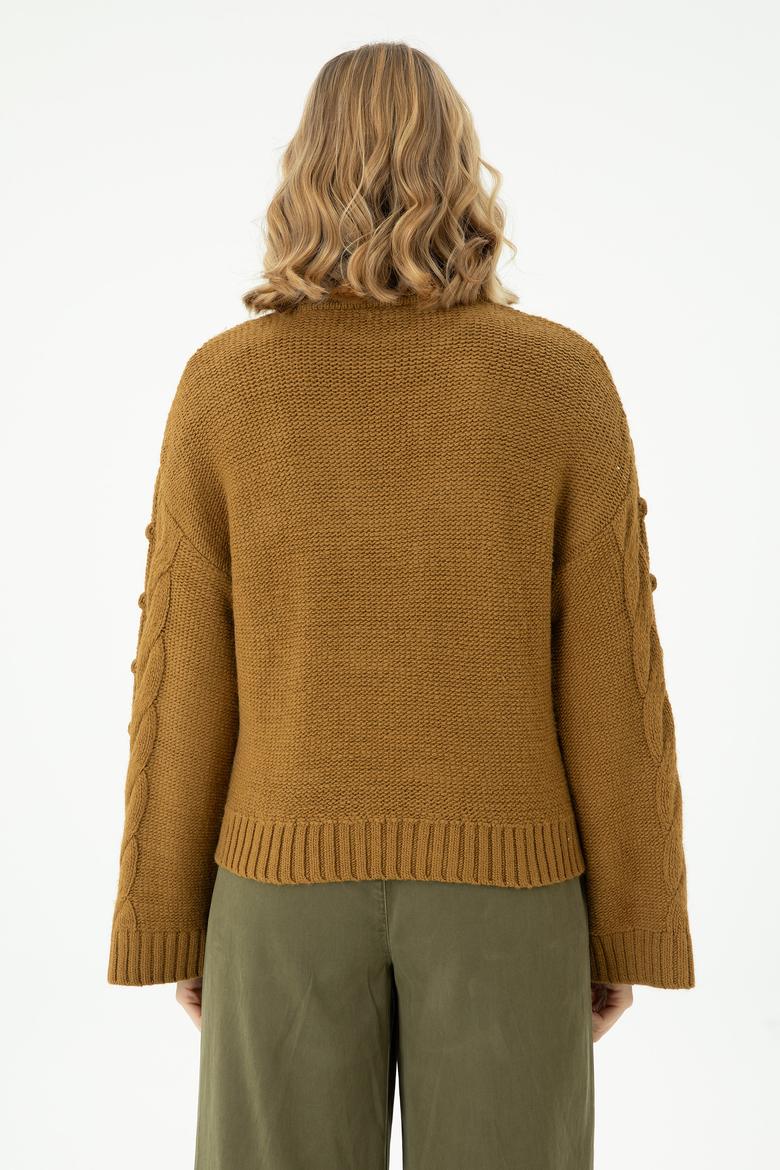 Kadın Açık Haki Balıkçı Yaka Kazak - 50270441005