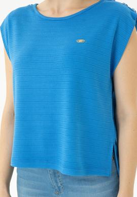 Kadın Saks Bisiklet Yaka Tişört - 50263790044