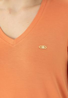 Kadın Kiremit Basic V Yaka Tişört - 50262610143