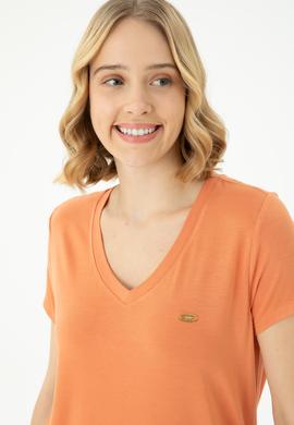 Kadın Kiremit Basic V Yaka Tişört - 50262610143