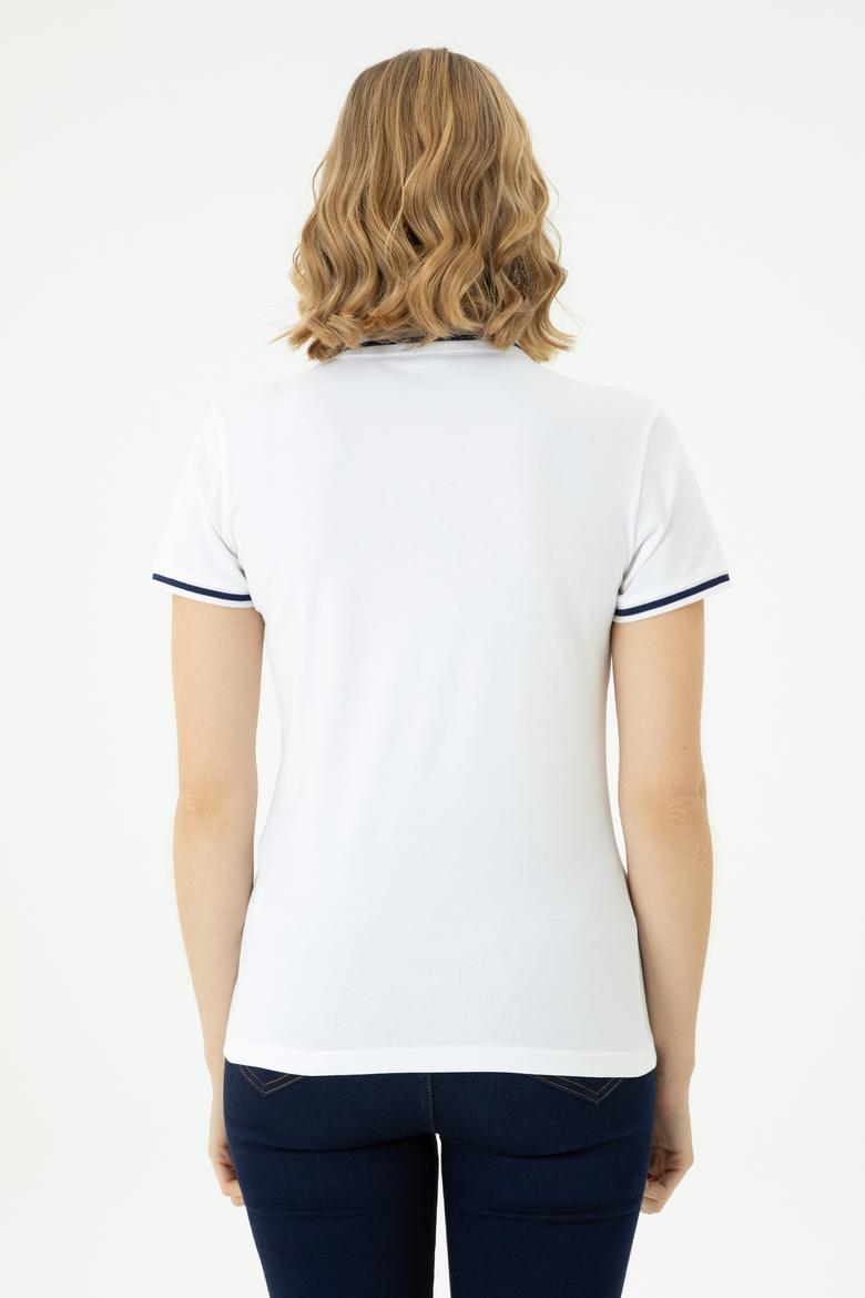 Kadın Beyaz Polo Yaka Tişört - 50262671001
