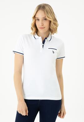 Kadın Beyaz Polo Yaka Tişört - 50262671001