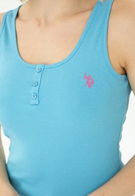 Kadın Turkuaz Bisiklet Yaka Kolsuz Basic Tişört - 50262673036