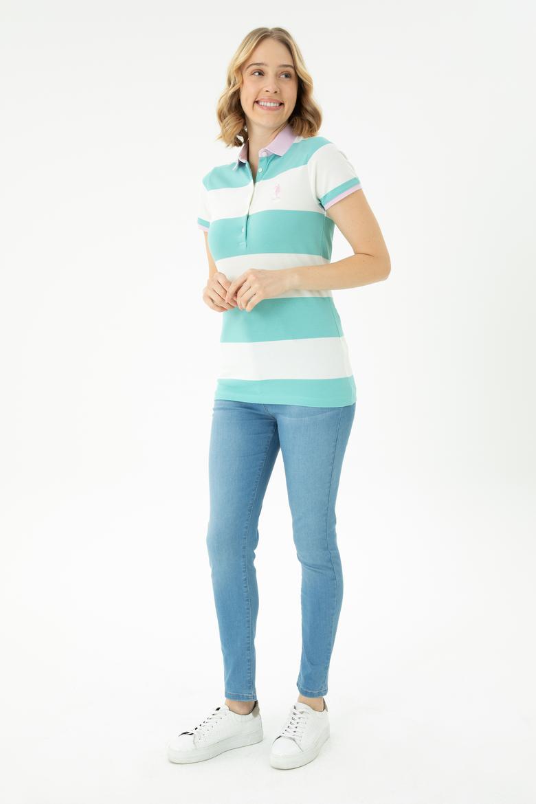 Kadın Mint Polo Yaka Tişört - 50262960027