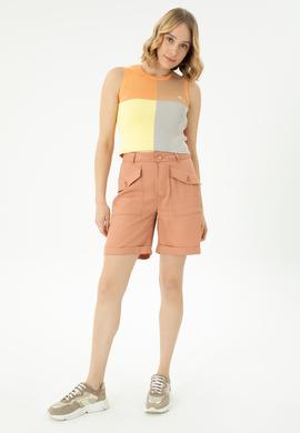 Kadın Pudra Dokuma Şort - 50263224003
