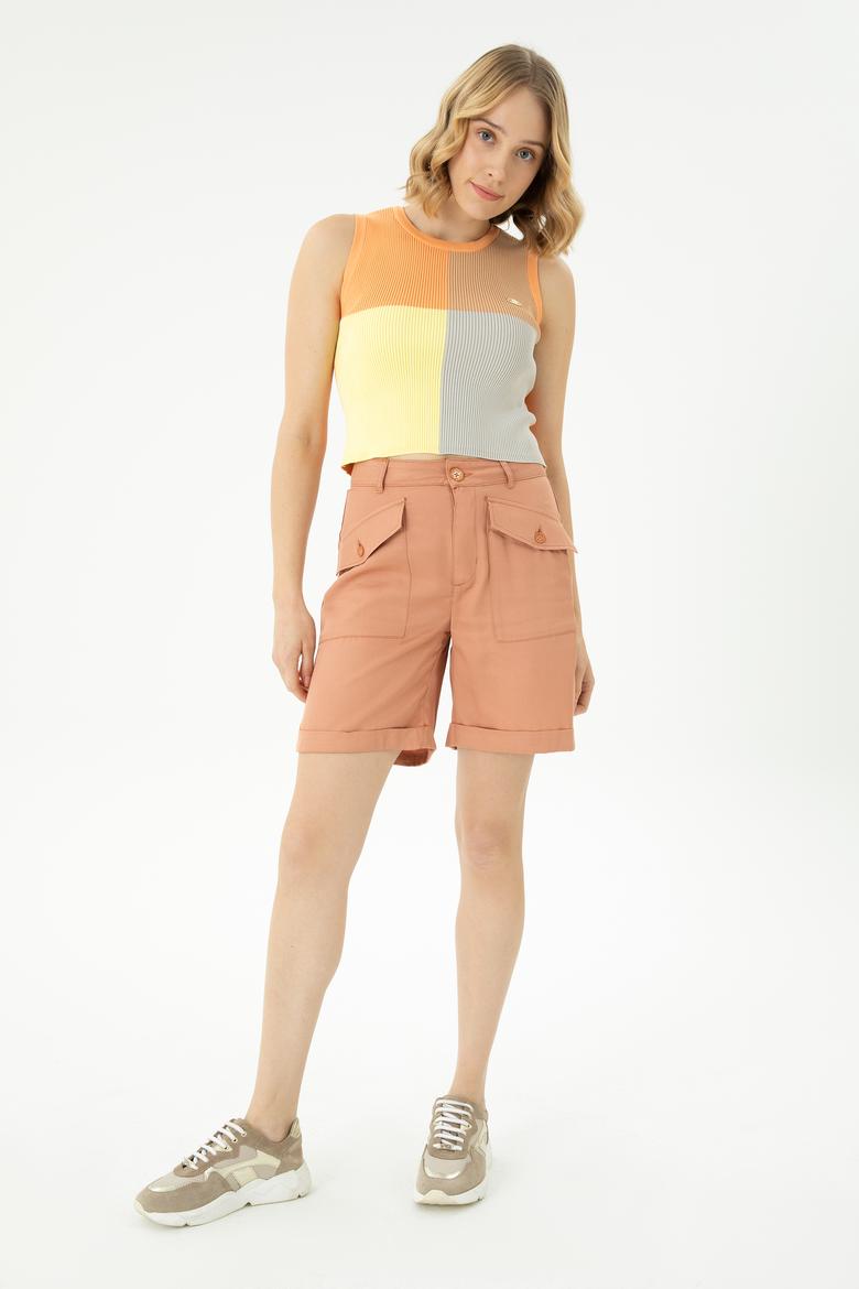 Kadın Pudra Dokuma Şort - 50263224003