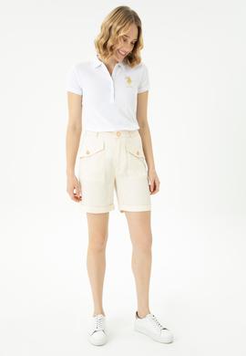 Kadın Krem Dokuma Şort - 50263224007