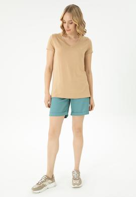Kadın Camel Basic V Yaka Tişört - 50262610133