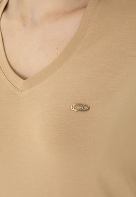 Kadın Camel Basic V Yaka Tişört - 50262610133