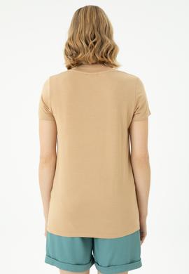 Kadın Camel Basic V Yaka Tişört - 50262610133