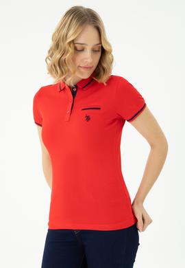 Kadın Kırmızı Polo Yaka Tişört - 50262671098