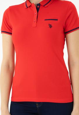 Kadın Kırmızı Polo Yaka Tişört - 50262671098