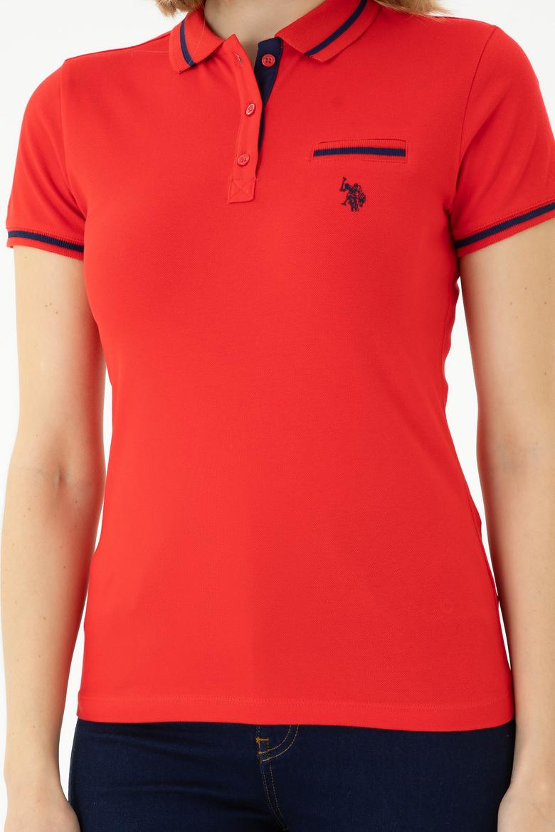 Kadın Kırmızı Polo Yaka Tişört - 50262671098