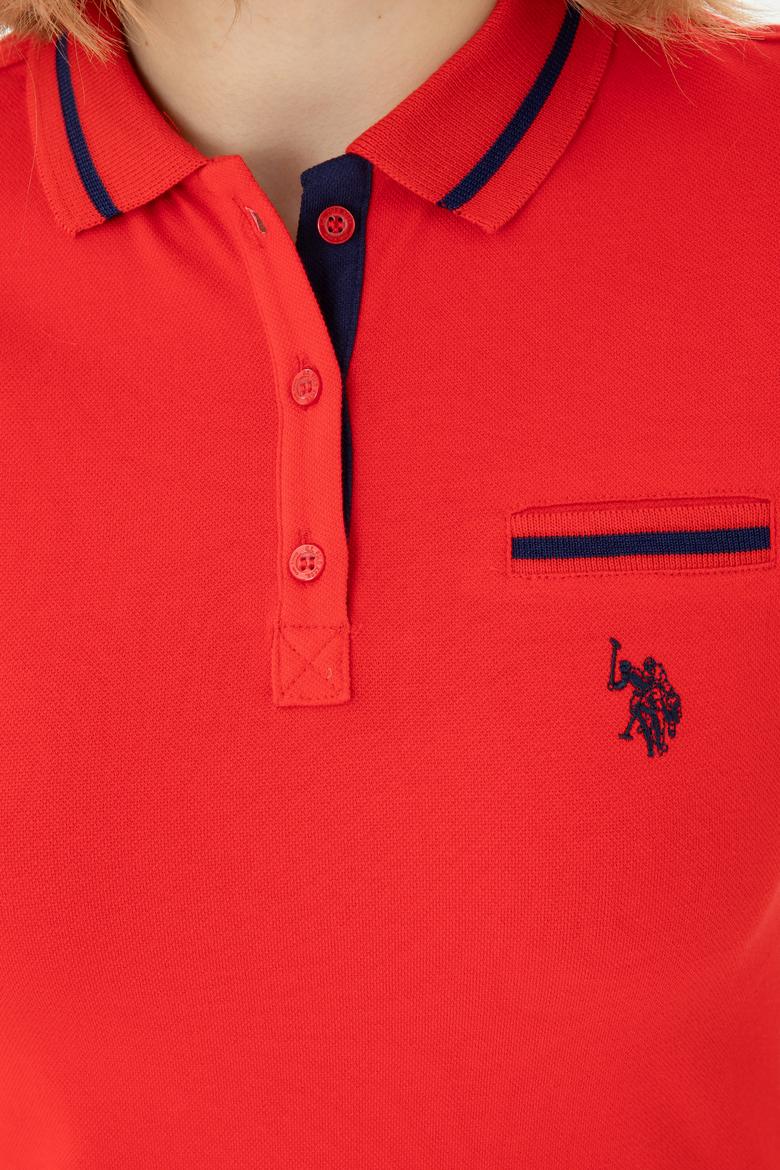 Kadın Kırmızı Polo Yaka Tişört - 50262671098