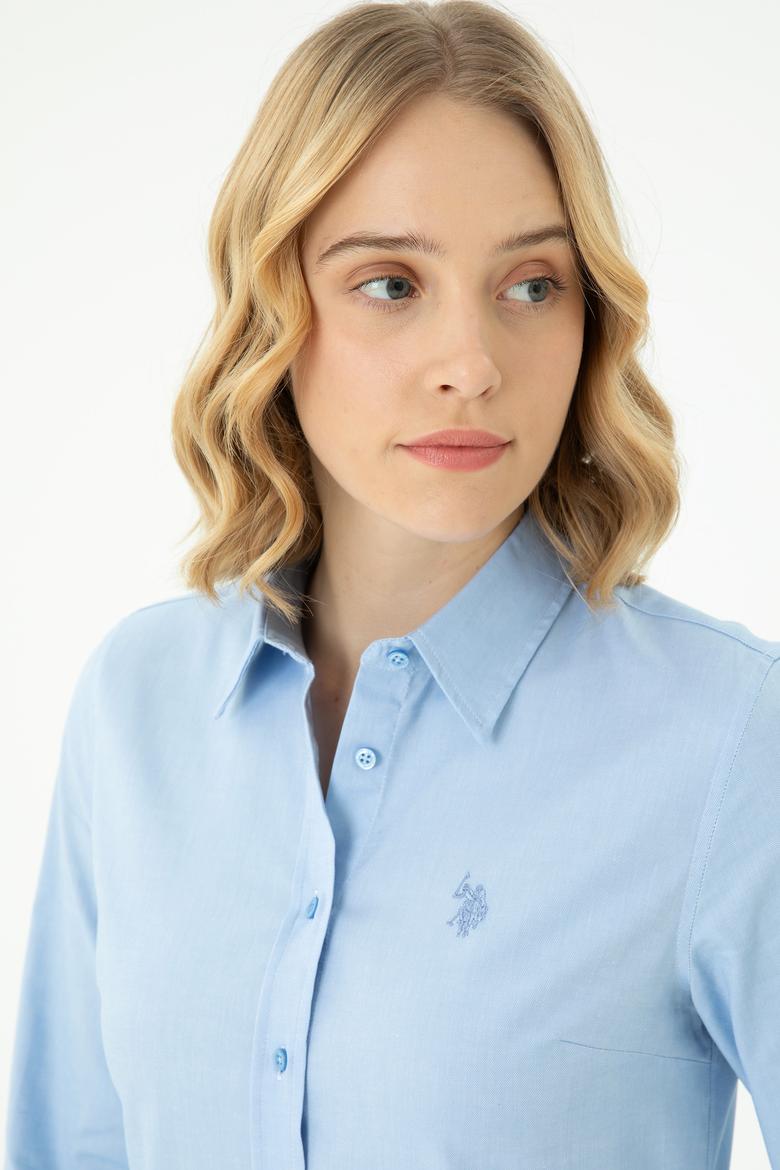 Kadın Mavi Uzun Kollu Basic Gömlek - 50262851075