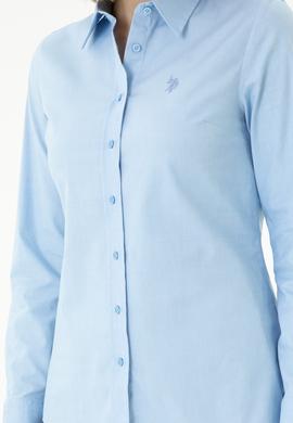 Kadın Mavi Uzun Kollu Basic Gömlek - 50262851075