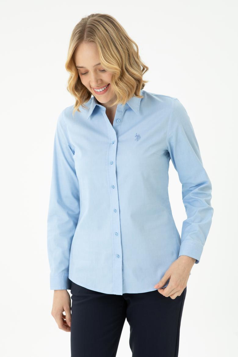 Kadın Mavi Uzun Kollu Basic Gömlek - 50262851075