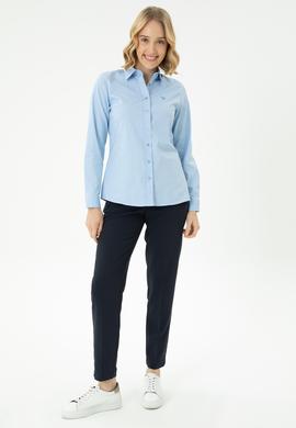 Kadın Mavi Uzun Kollu Basic Gömlek - 50262851075