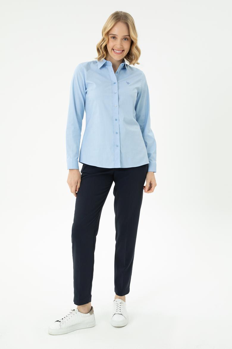 Kadın Mavi Uzun Kollu Basic Gömlek - 50262851075