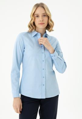 Kadın Mavi Uzun Kollu Basic Gömlek - 50262851075