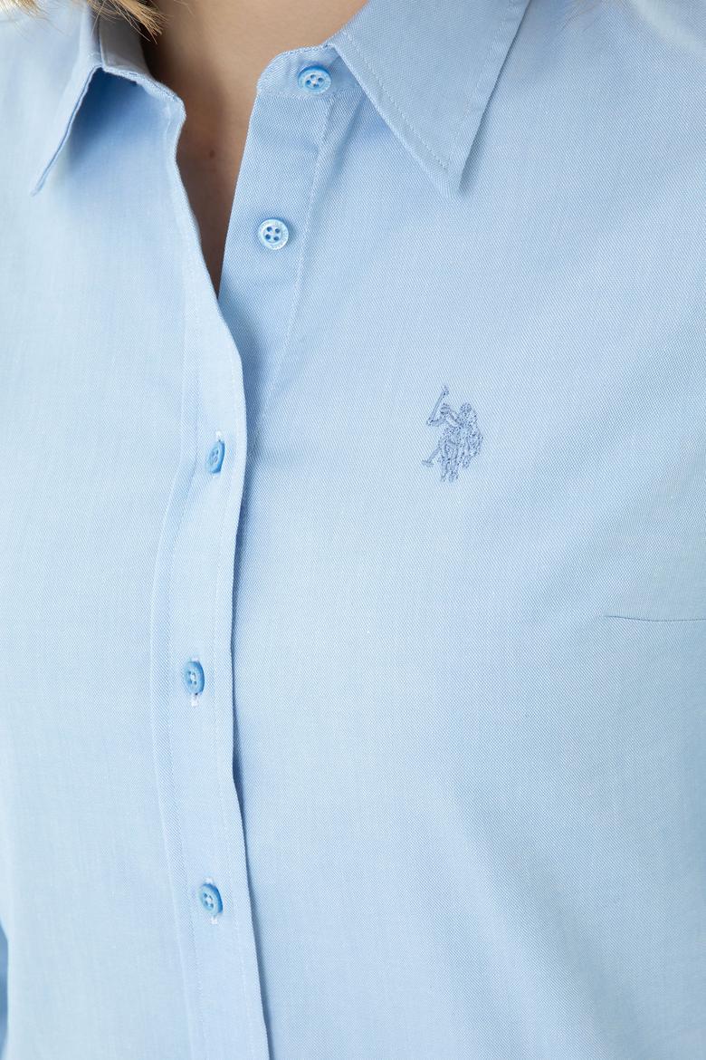 Kadın Mavi Uzun Kollu Basic Gömlek - 50262851075