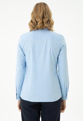 Kadın Mavi Uzun Kollu Basic Gömlek - 50262851075