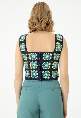 Kadın Saks Kare Yaka Kazak - 50262463012