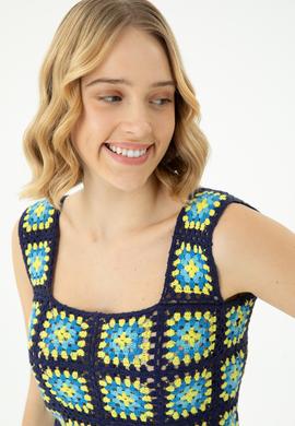 Kadın Saks Kare Yaka Kazak - 50262463016