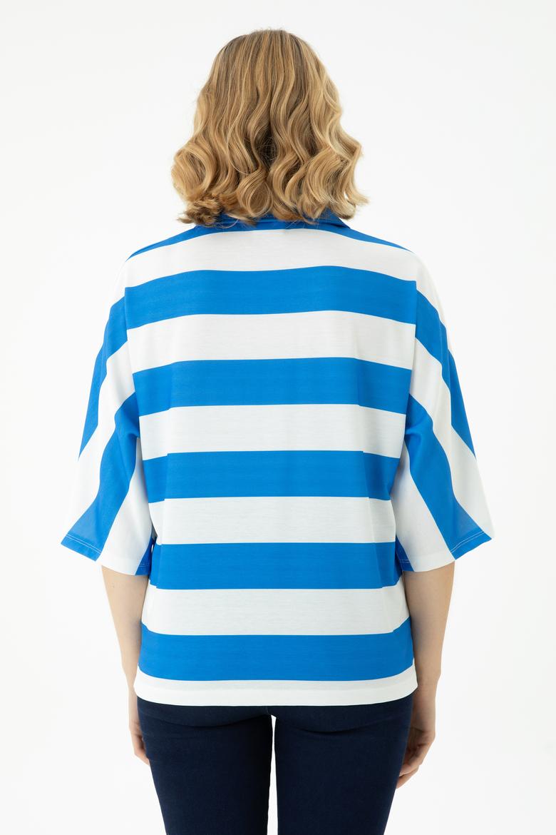 Kadın Saks Polo Yaka Tişört - 50262556018