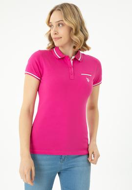 Kadın Fuşya Polo Yaka Tişört - 50262671084