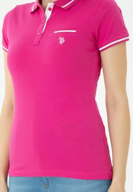 Kadın Fuşya Polo Yaka Tişört - 50262671084
