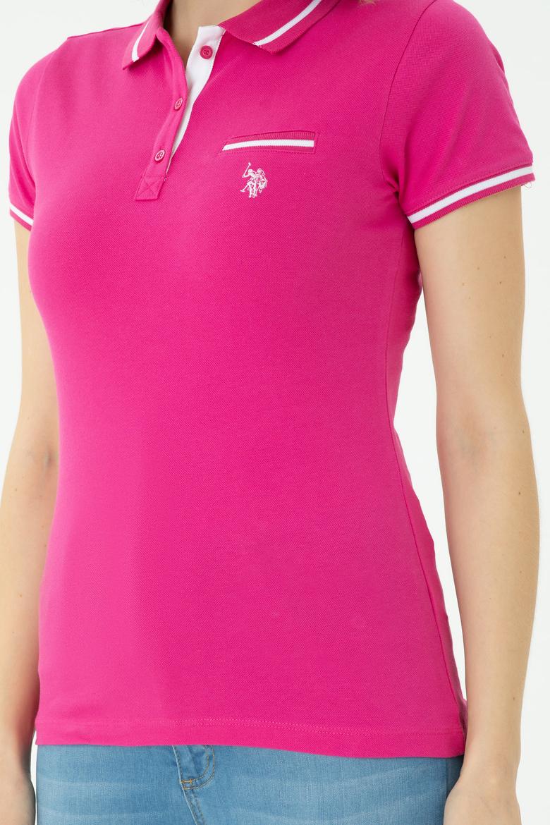 Kadın Fuşya Polo Yaka Tişört - 50262671084