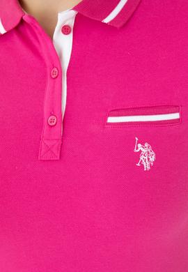 Kadın Fuşya Polo Yaka Tişört - 50262671084