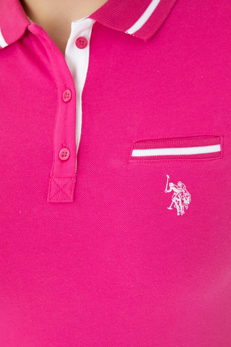 Kadın Fuşya Polo Yaka Tişört - 50262671084
