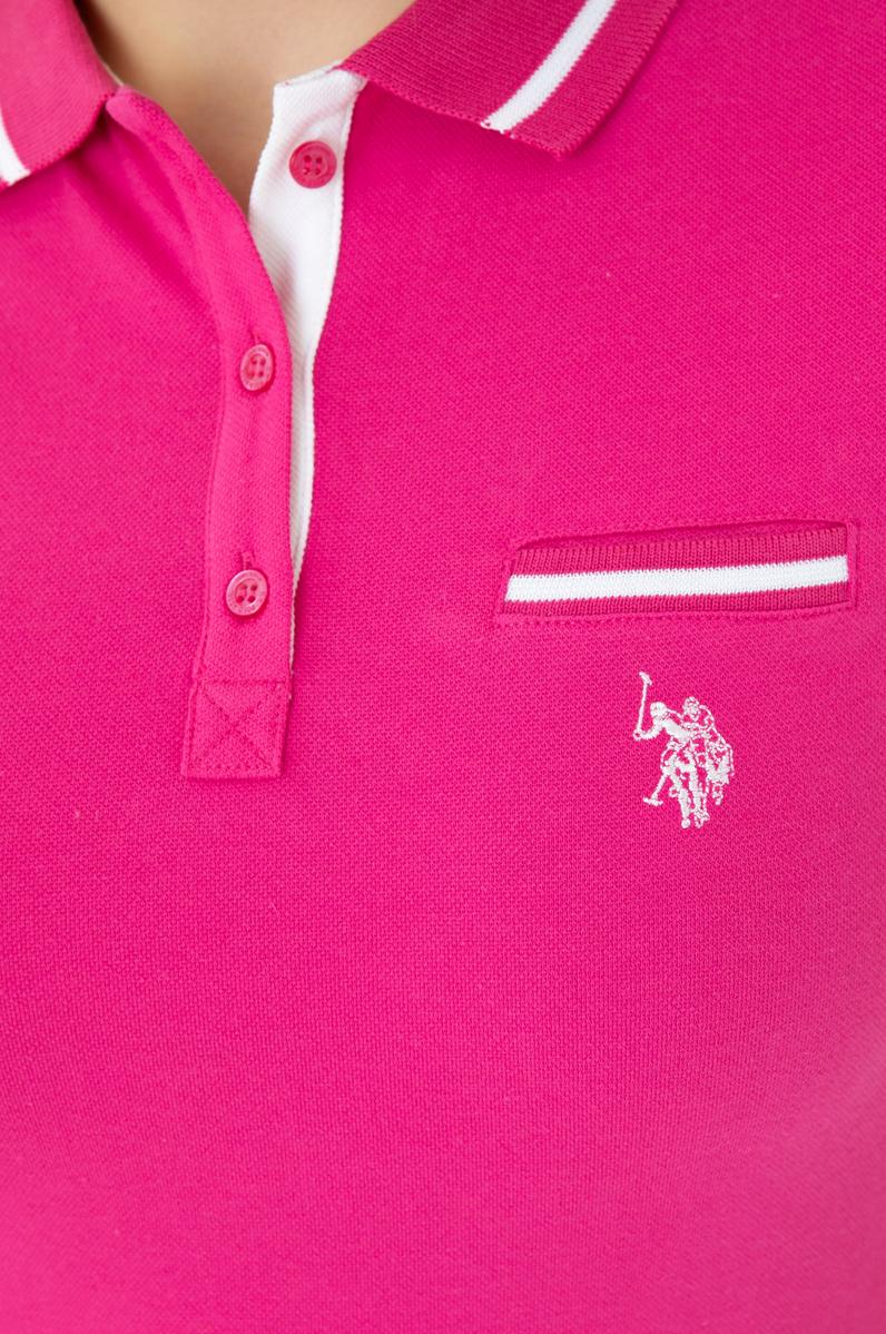 Kadın Fuşya Polo Yaka Tişört