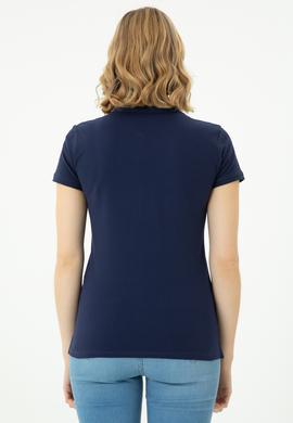 Kadın Lacivert Basic Polo Yaka Tişört - 50262700014