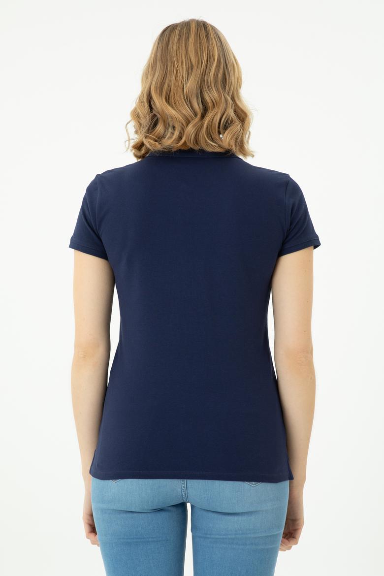 Kadın Lacivert Basic Polo Yaka Tişört - 50262700014