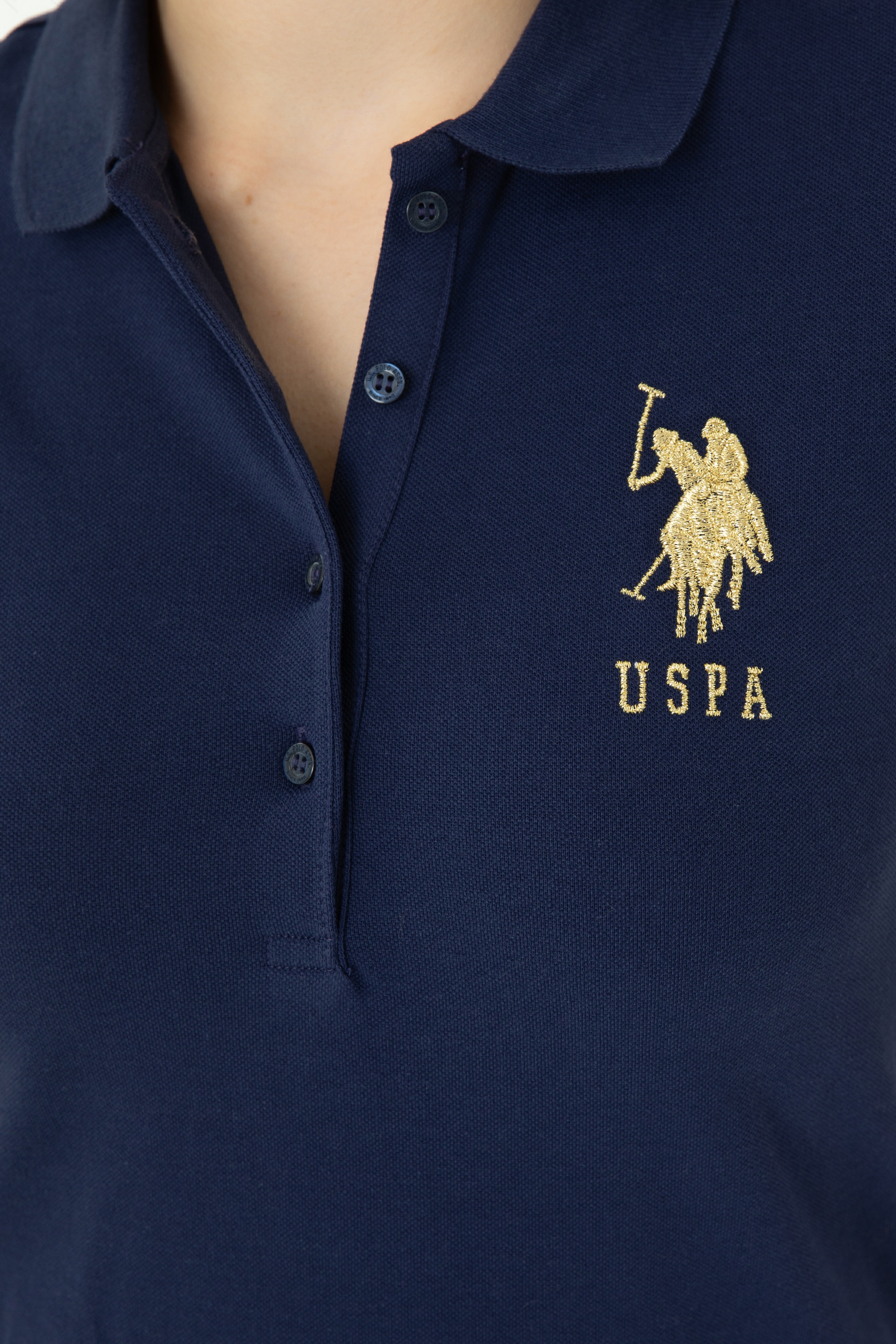 Kadın Lacivert Basic Polo Yaka Tişört