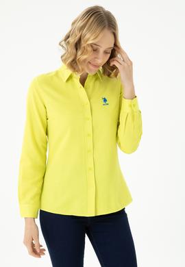 Kadın Neon Sarı Uzun Kollu Basic Gömlek - 50262887149