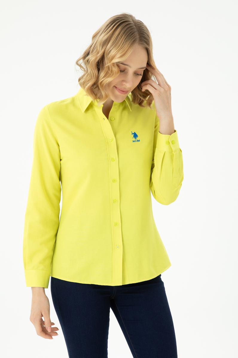 Kadın Neon Sarı Uzun Kollu Basic Gömlek