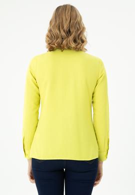 Kadın Neon Sarı Uzun Kollu Basic Gömlek - 50262887149