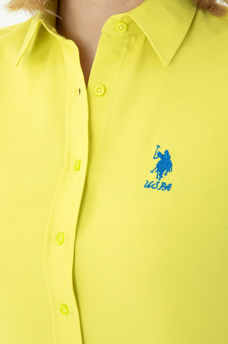 Kadın Neon Sarı Uzun Kollu Basic Gömlek