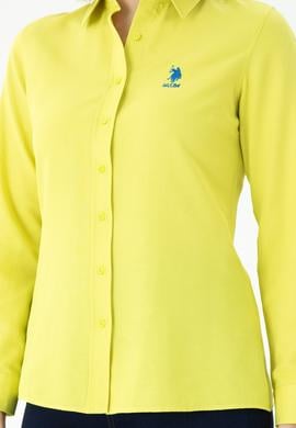 Kadın Neon Sarı Uzun Kollu Basic Gömlek - 50262887149