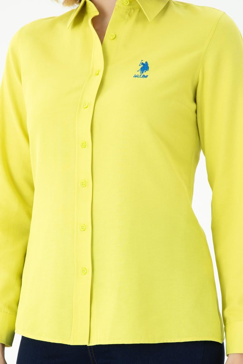 Kadın Neon Sarı Uzun Kollu Basic Gömlek - 50262887149