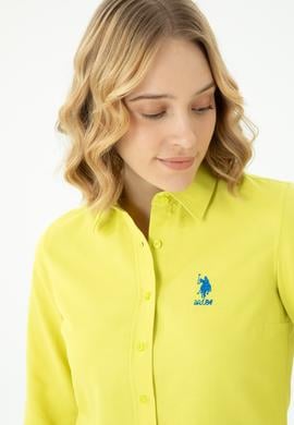 Kadın Neon Sarı Uzun Kollu Basic Gömlek - 50262887149